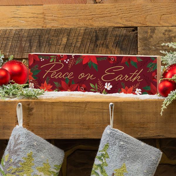 plow & hearth Holly Homestead Mantle Sign "Peace on Earth" 18"x5"