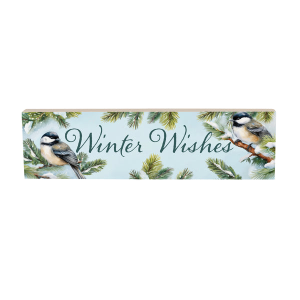 Plow & Hearth Holly Homestead Mantle Sign "Winter Wishes" 18"x5"