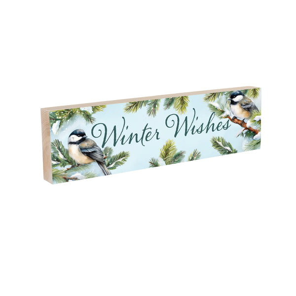 Plow & Hearth Holly Homestead Mantle Sign "Winter Wishes" 18"x5"