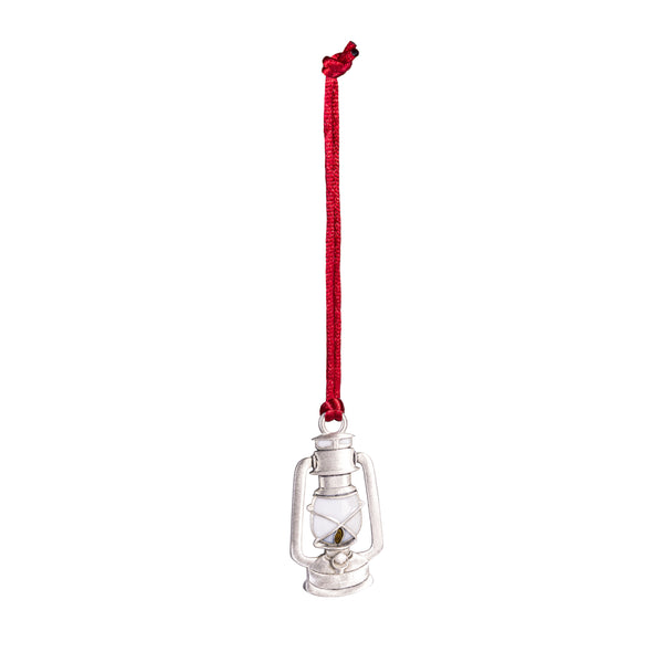 Plow & Hearth Holly Homestead Ornament Solid Pewter Lantern 2.28"H