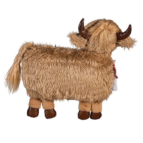 Plow & Hearth Holly Homestead Table Décor Fabric Highland Cow 21"L
