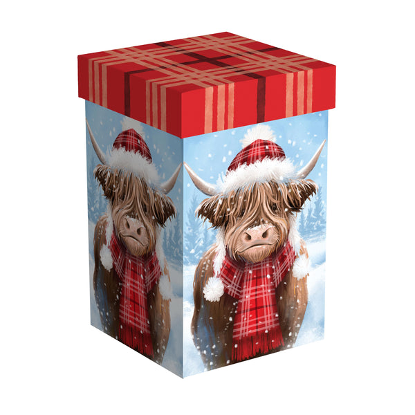 Plow & Hearth Holly Homestead Travel Cup Ceramic Perfect Cup Highland Cow 17oz Gift Box