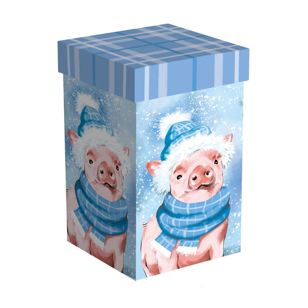 Plow & Hearth Holly Homestead Travel Cup Ceramic Perfect Cup Pig 17oz Gift Box