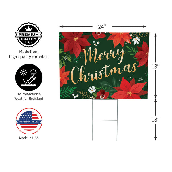 Plow & Hearth Holly Homestead Yard Sign "Merry Christmas" 24"x18"