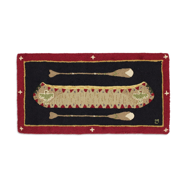 plow & hearth Hooked Wool Native American Longboat Canoe Accent Rug