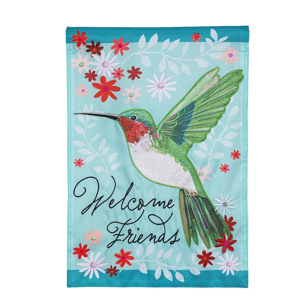 Plow & Hearth Hummingbird Welcome Applique Garden Flag