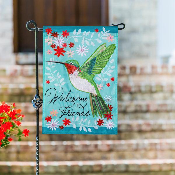 plow & hearth Hummingbird Welcome Applique Garden Flag
