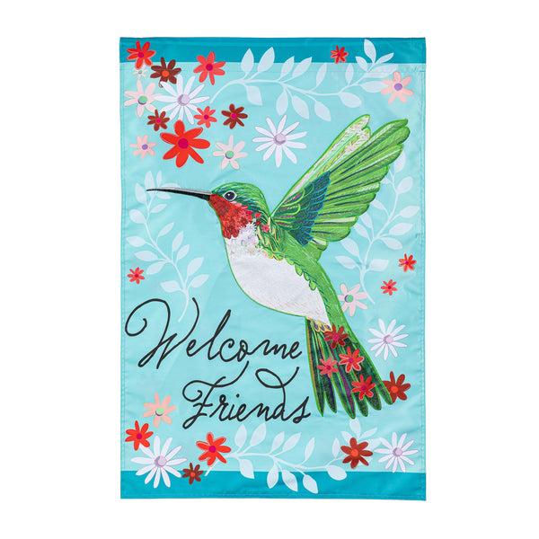 plow & hearth Hummingbird Welcome Applique House Flag