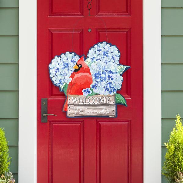 Plow & Hearth Hydrangea Cardinal/ Sunflower Cardinal Double Sided Estate Door Décor