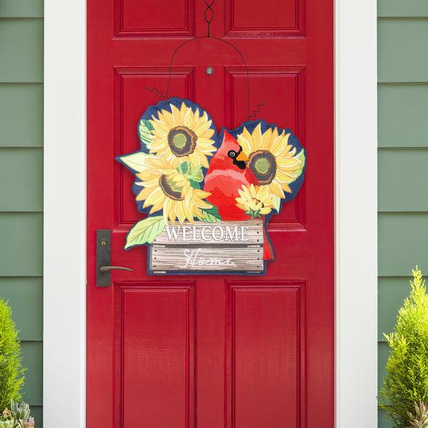 Plow & Hearth Hydrangea Cardinal/ Sunflower Cardinal Double Sided Estate Door Décor