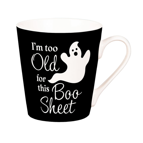 Plow & Hearth I'm Too Old For This Boo Sheet Ceramic Flare Cup And Black Socks Gift Set 12oz Gift Box