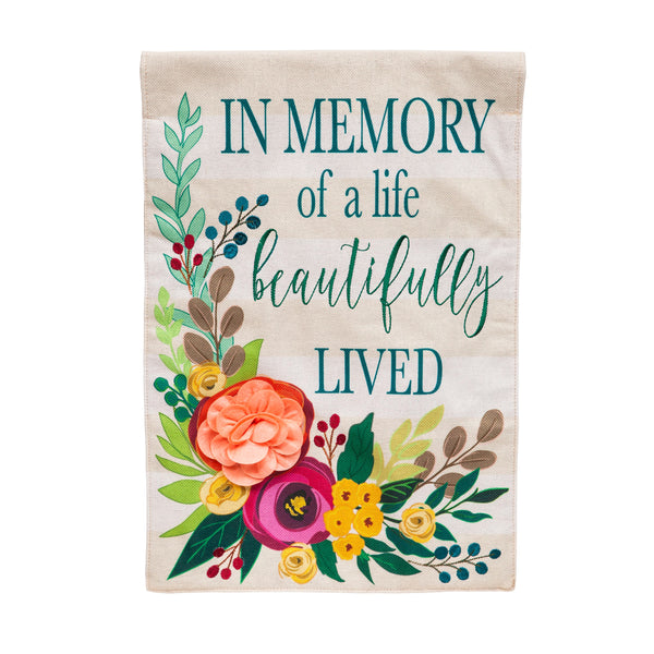 Plow & Hearth In Memory Of A Life Beautifully Lived Garden Burlap Flag