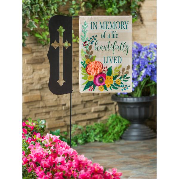plow & hearth In Memory of a Life Beautifully Lived Garden Burlap Flag