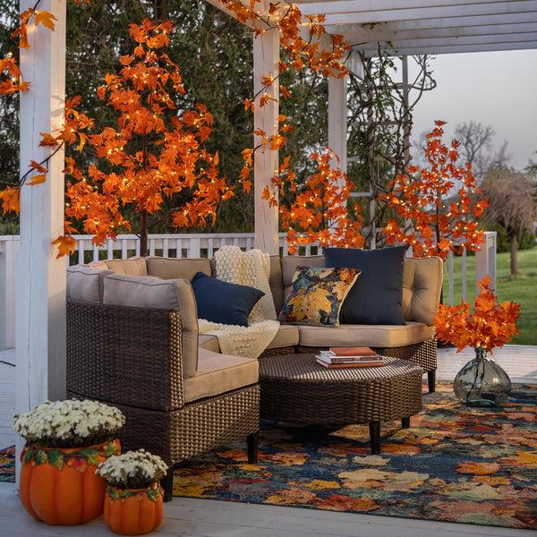 Plow & Hearth Indoor/Outdoor Autumn Leaves Polypropylene Throw Pillow