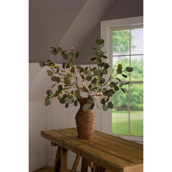 plow & hearth Indoor/Outdoor Battery-Operated Lighted Eucalyptus Branches Set of 2