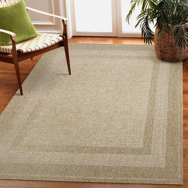 Plow & Hearth Indoor/Outdoor Beachcomber Border Rug 7'10" X 9'10"