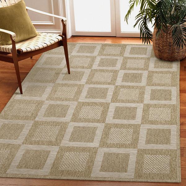 Plow & Hearth Indoor/Outdoor Beachcomber Squares Rug 7'10" X 9'10"