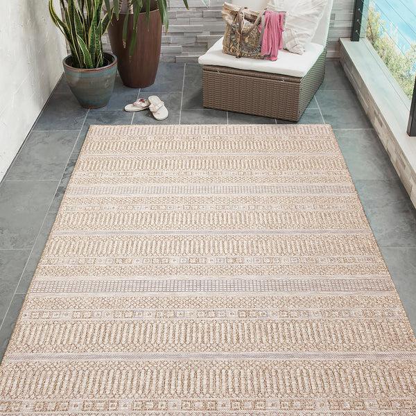 plow & hearth Indoor/Outdoor Beachcomber Striped Rug 5'3" x 7'3"