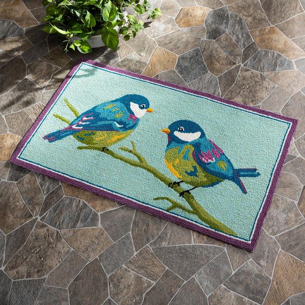 plow & hearth Indoor/Outdoor Bluebird Hooked Polypropylene Accent Rug