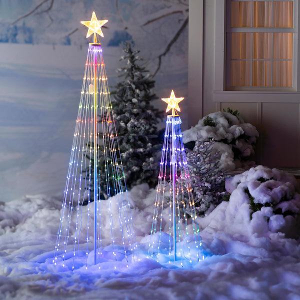 plow & hearth Indoor/Outdoor Christmas Tree Cone with Multicolor Lights Small