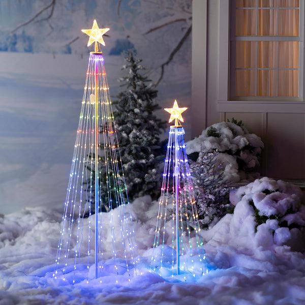 plow & hearth Indoor/Outdoor Christmas Tree Cone with Multicolor Lights Tall
