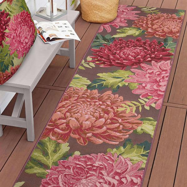 Plow & Hearth Indoor/Outdoor Chrysanthemum Polypropylene Rug 23" X 7'6" Runner