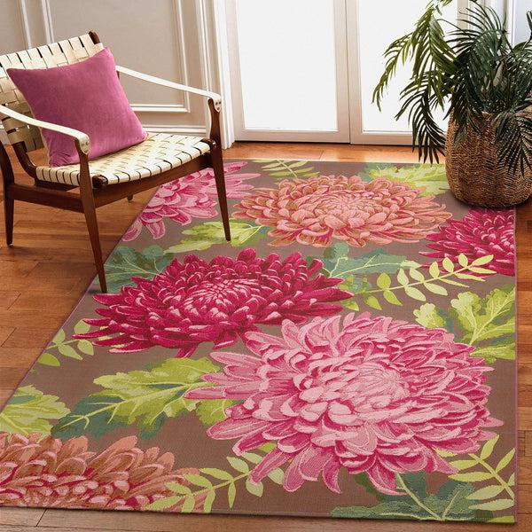 Plow & Hearth Indoor/Outdoor Chrysanthemum Polypropylene Rug 7'10" X 9'10"
