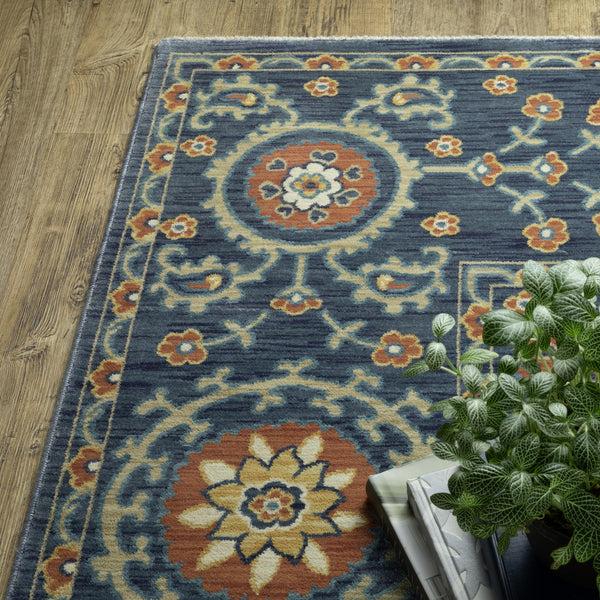 Plow & Hearth Indoor/Outdoor Clover Hill Border Polypropylene Rug 9'10" X 12'10"