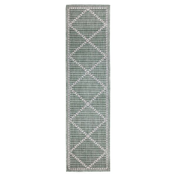 Plow & Hearth Indoor/Outdoor Diamonds Rug 23" X 7'6" Runner