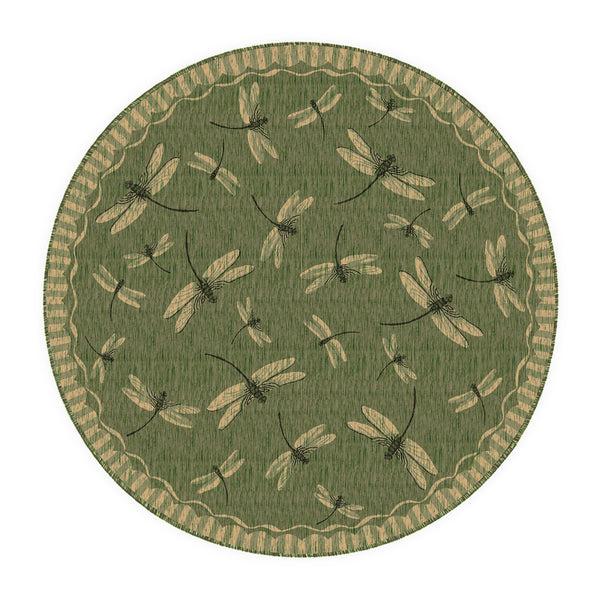 Plow & Hearth Indoor/Outdoor Dragonfly Rug 7'10" Round