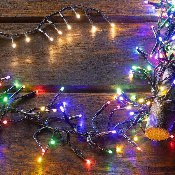 plow & hearth Indoor/Outdoor Electric Cluster Lights with 1128 Multi-Color LEDs; 32'L