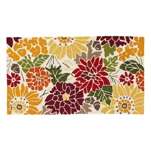 Plow & Hearth Indoor/Outdoor Fall Florals Polypropylene Accent Rug 24"x42"