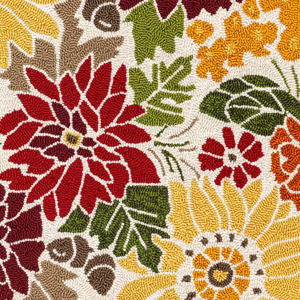 Plow & Hearth Indoor/Outdoor Fall Florals Polypropylene Accent Rug 24"x42"