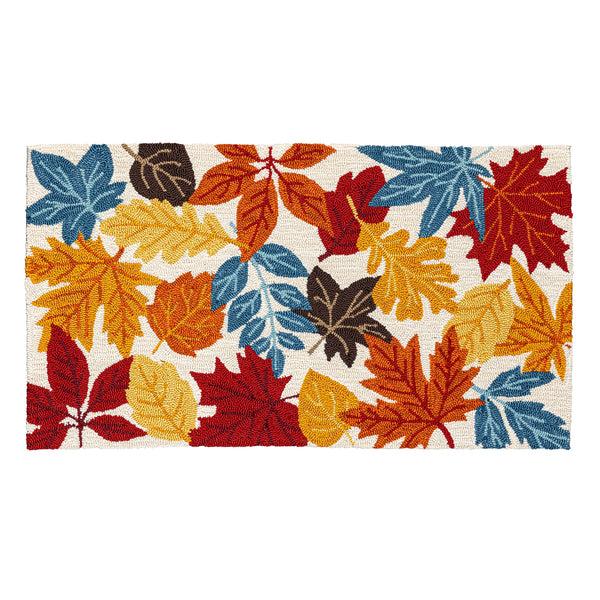 Plow & Hearth Indoor/Outdoor Fall Leaves Hooked Polypropylene Accent Rug 24"x42"