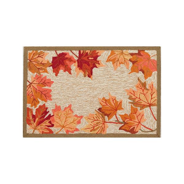 Plow & Hearth Indoor/Outdoor Falling Leaves Border Rug 3'6" X 5'6"