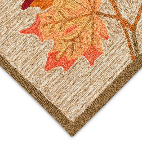 Plow & Hearth Indoor/Outdoor Falling Leaves Border Rug 3'6" X 5'6"