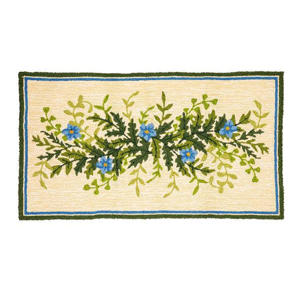 Plow & Hearth Indoor/Outdoor Fern And Flowers Hooked Polypropylene Accent Rug 24"x42"
