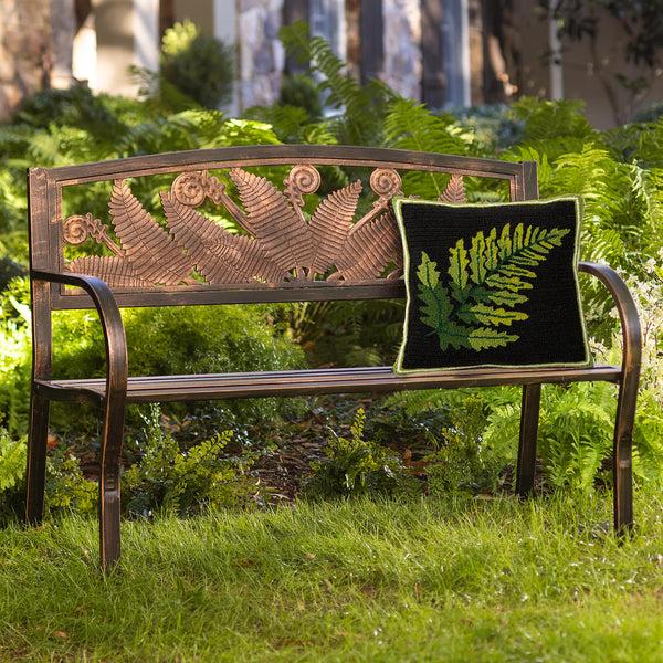 plow & hearth Indoor/Outdoor Fern Hooked Throw Pillow