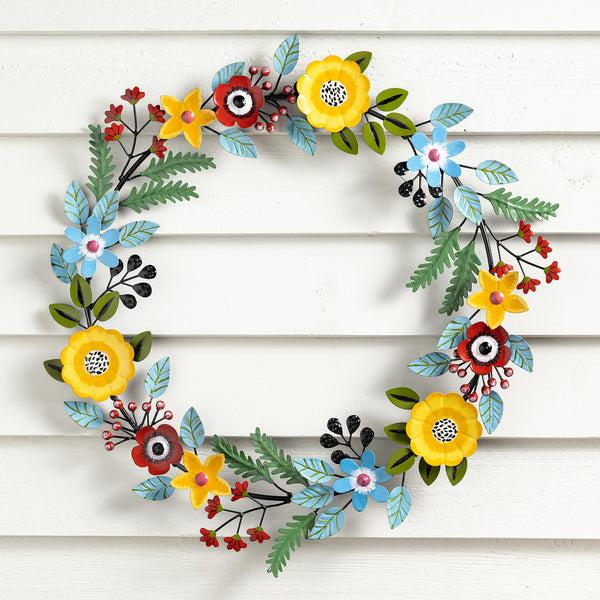 plow & hearth Indoor/Outdoor Floral and Berry Metal Wreath