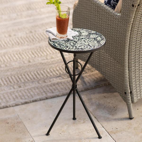 plow & hearth Indoor/Outdoor Floral Sketch Folding Side Table