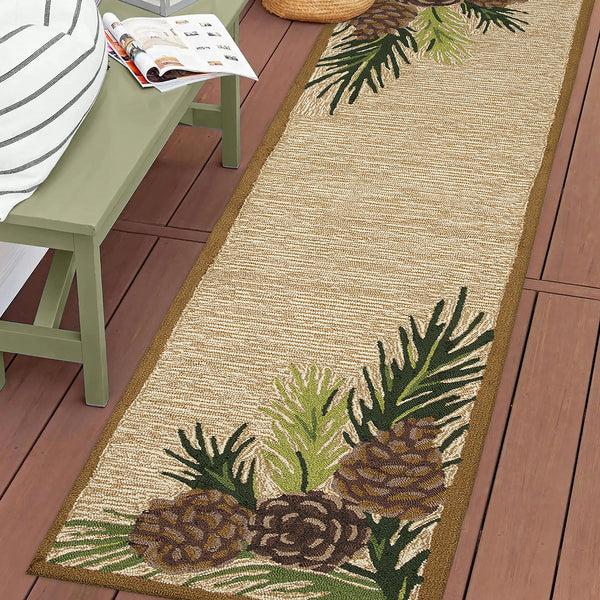 Plow & Hearth Indoor/Outdoor Forest Lake Border Rug 2' X 8' Runner