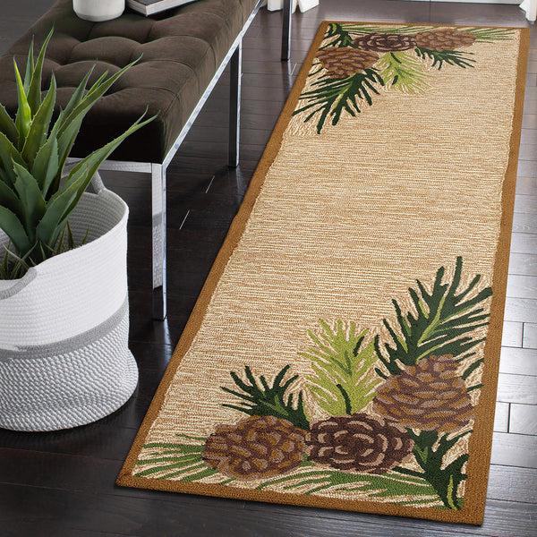 Plow & Hearth Indoor/Outdoor Forest Lake Border Rug 2' X 8' Runner
