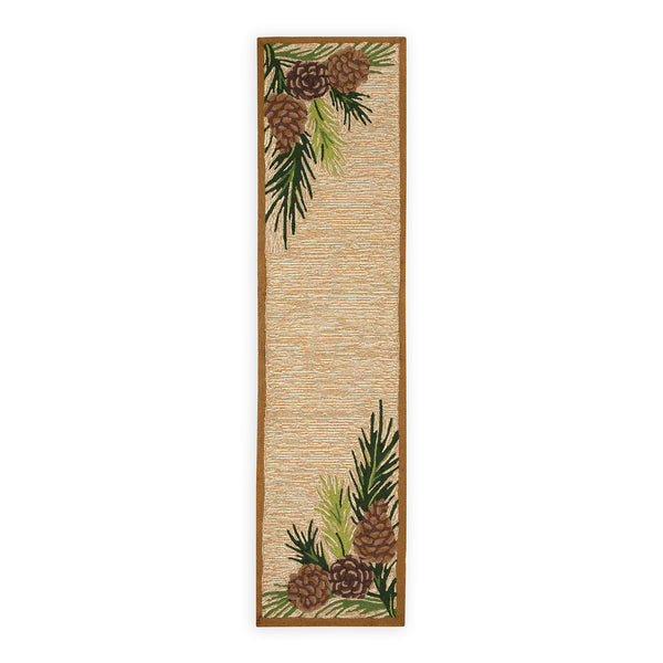 plow & hearth Indoor/Outdoor Forest Lake Border Rug 2' x 8' Runner