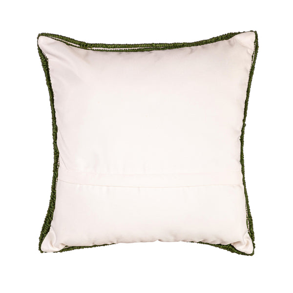 Plow & Hearth Indoor/Outdoor Green Butterfly Hooked Polypropylene Throw Pillow 18"x18"