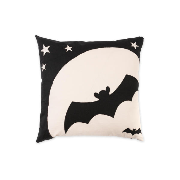 plow & hearth Indoor/Outdoor Halloween Night Bat Cotton Throw Pillow