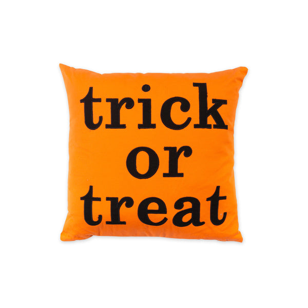 Plow & Hearth Indoor/Outdoor Halloween Trick Or Treat Cotton Throw Pillow