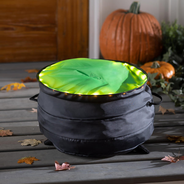 plow & hearth Indoor/Outdoor Halloween Witch's Cauldron with Lights