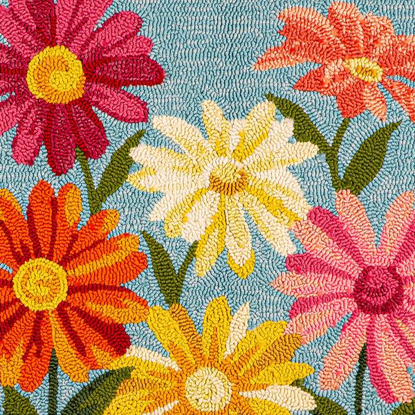 Plow & Hearth Indoor/Outdoor Hand-Hooked Polypropylene Pastel Posies Accent Rug