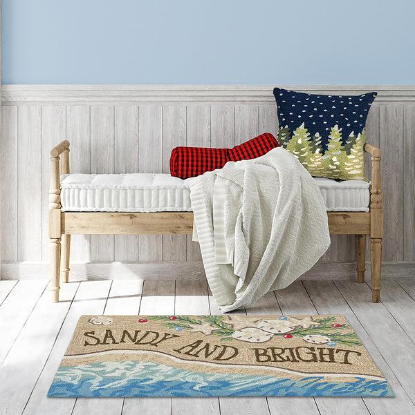 plow & hearth Indoor/Outdoor Hand-Hooked Sandy and Bright Accent Rug 24" x 36"