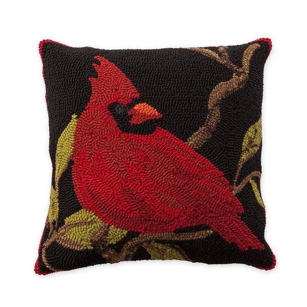 Plow & Hearth Indoor/Outdoor Hooked Cardinal Throw Pillow